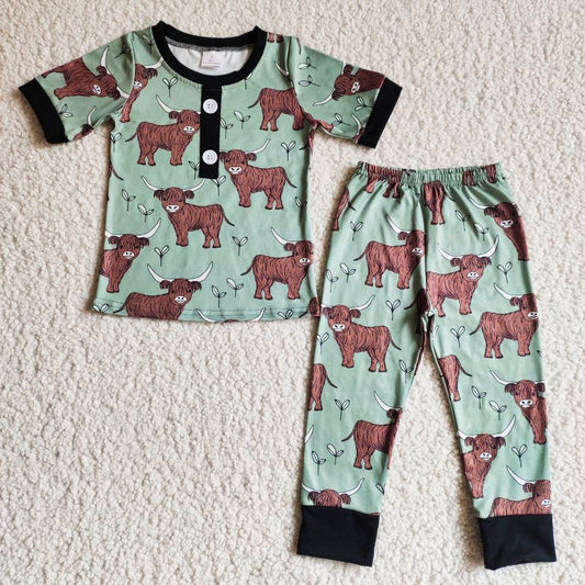Boys Heifer Green Pajamas Set