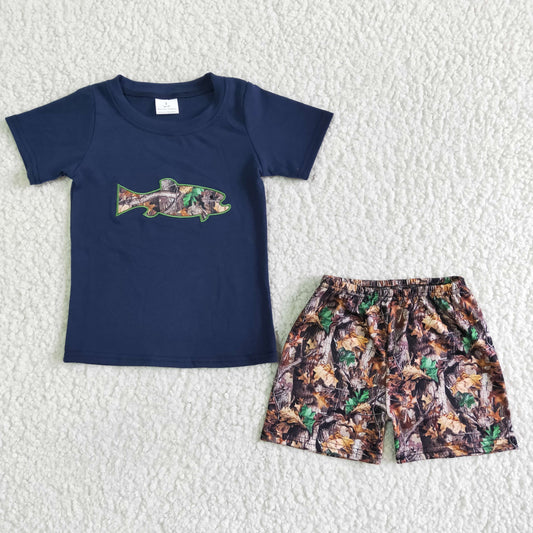 BSSO0010 Boys Summer Camo Fish Outfit