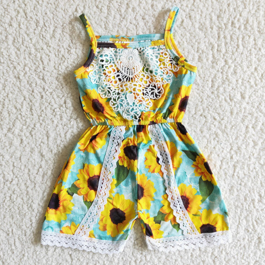 SR0001 Preorder Sunflower Summer Jumpsuit With Lace Ruffle