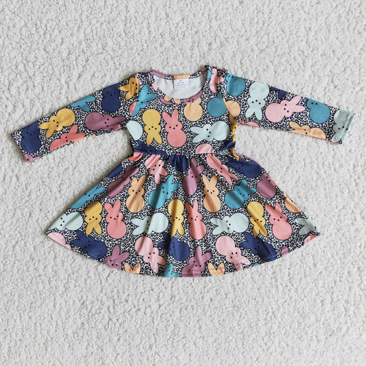 Baby Girls Long Sleeve Easter Bunny Twirl Dress