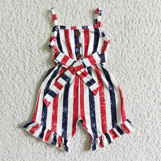 SR0032 Baby Girls 4th of July Striped Jumpsuit