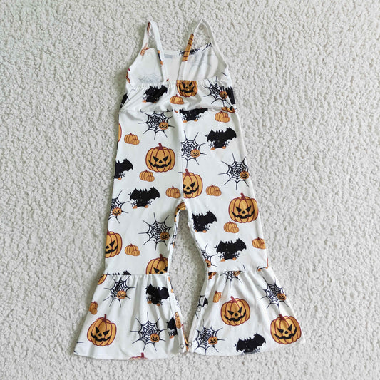 SR0067 Baby Girls Cute Halloween Pumpkin White Jumpsuit