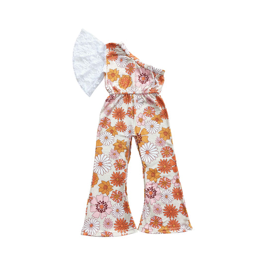 SR0211 Baby Girls Flower Lace Sleeve Jumpsuit