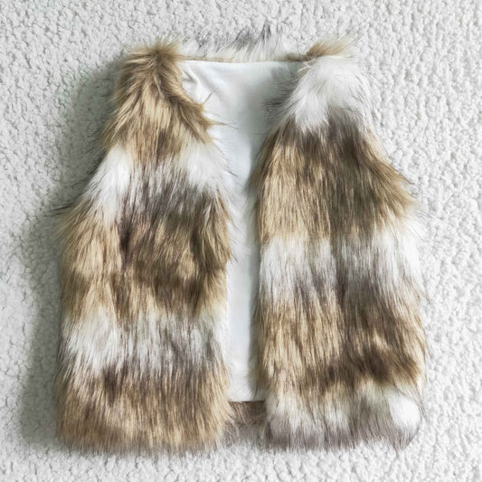 VE0001 Fall Winter Kids Girls Fur Vest