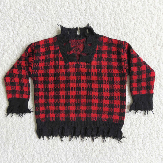 Christmas Red Black Sweater Top