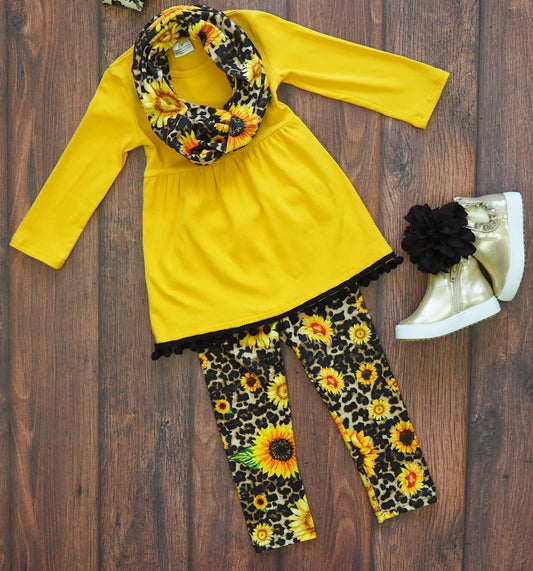 Sunflower 3 pcs Set With Scarf