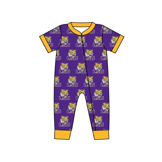 LSU baby clothes team purple short sleeve boys summer romper 3 MOQ