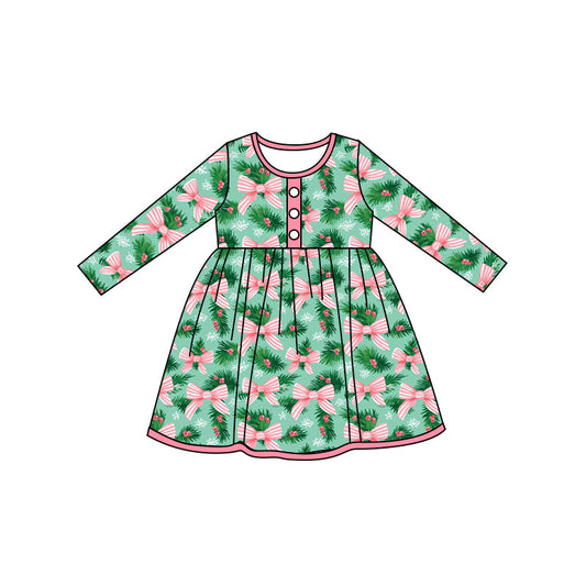 Baby Girls Christmas Tree Bow Dress Pre-order 3 MOQ