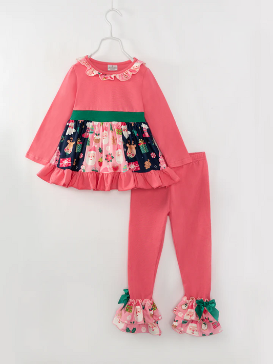 Baby Girls Merry Christmas  Ruffle Pants Set Preorder 3 MOQ