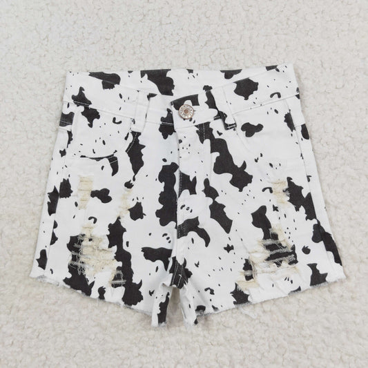 Baby Girls Cow Print Denim Shorts