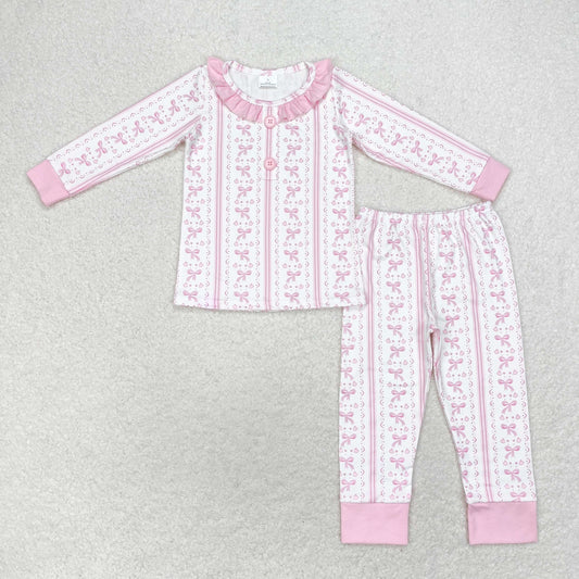 Baby Girls Pink Bow Long Sleeve Pajama Set