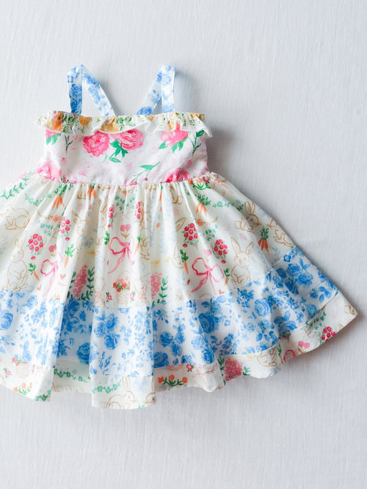 Baby Girls Blue Floral Strap Dress (MOQ 3)