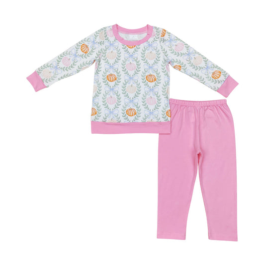 GLP1177 Baby Girls Pink Pumpkin Top Matching Pink Pants Outfit