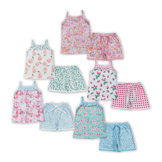 Summer Toddler Girls Flotal Fruit Tank Top Shorts Outfit