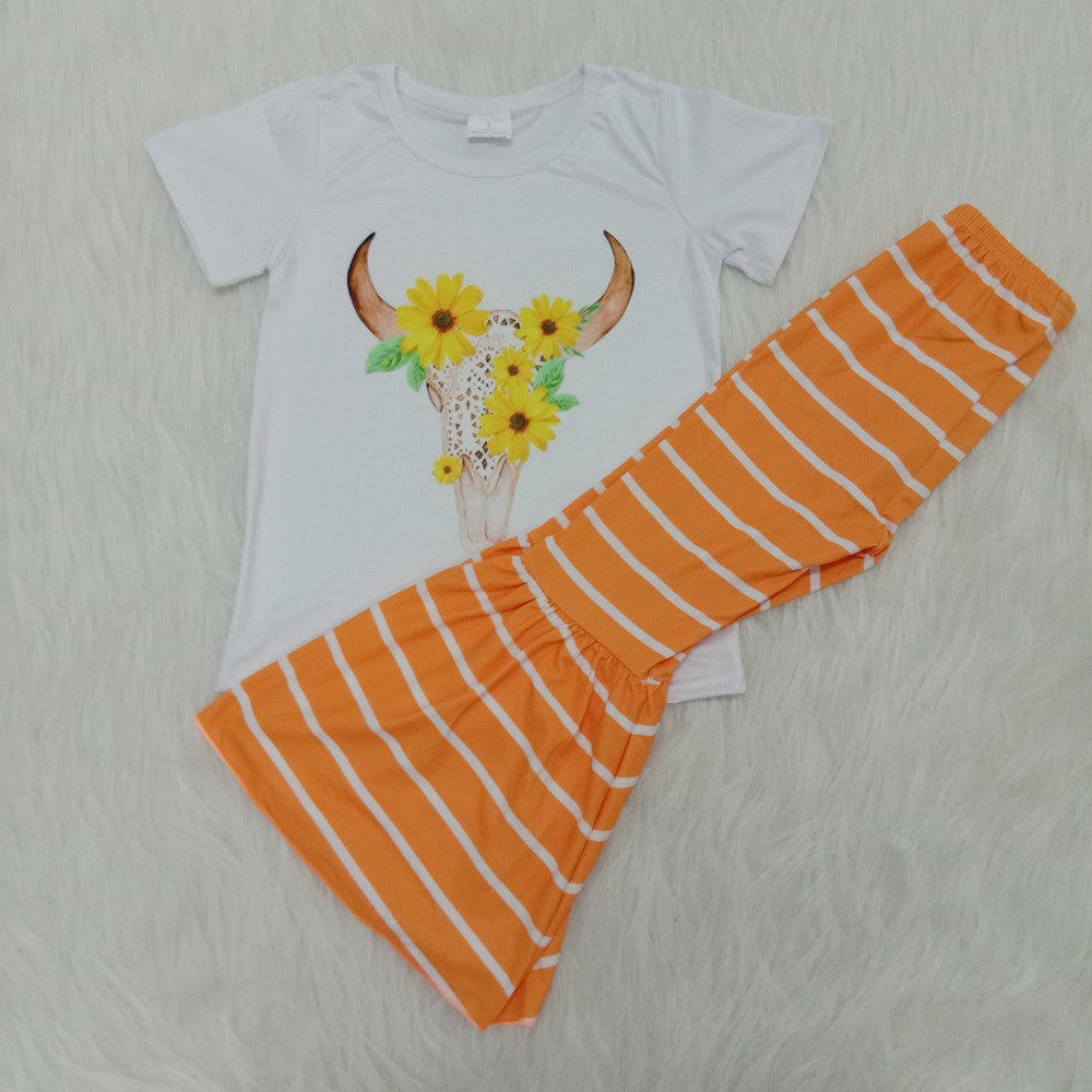 Sunflower Top Orange Striped Pants Set