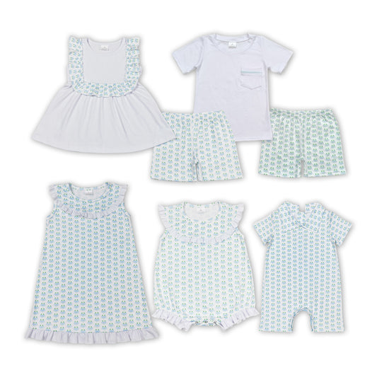 Summer Sibling Baby Clothing Carb Print Outfit Dress and Romper