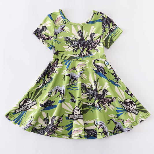 Baby Girls Dinosaur Short Sleeve Dress Preorder 3 MOQ