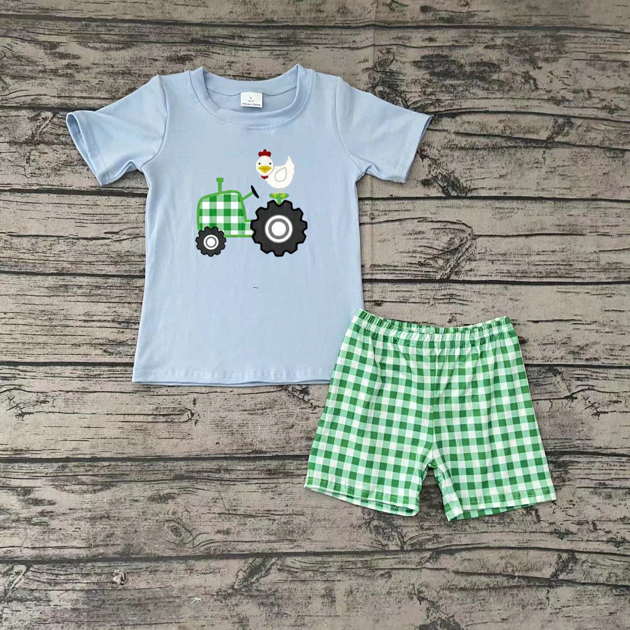 BSSO0031 Summer Boys Embroidery Farm Outfit