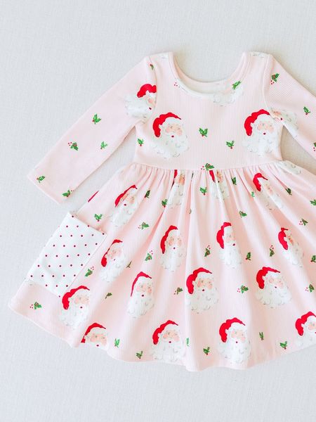 Baby Girls Christmas Cute Santa Long Sleeve Dress With Pocket Deadline:9th Aug