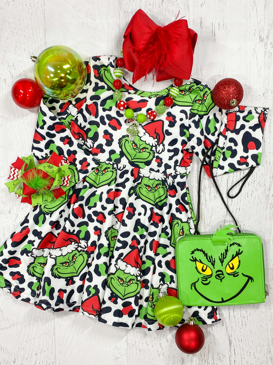 Custom ⚠ 3 MOQ Kids Girls Christmas Leopard Dress