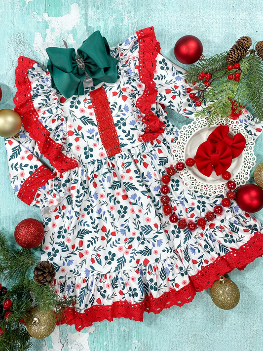 Custom ⚠ 3 MOQ Girls Christmas Flower Dress