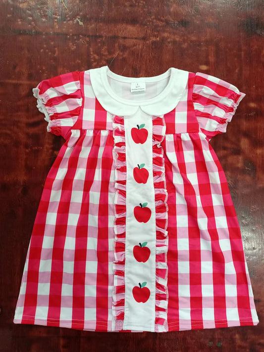 Baby Girls Red Gingham Apple Dress Preorder  3 MOQ