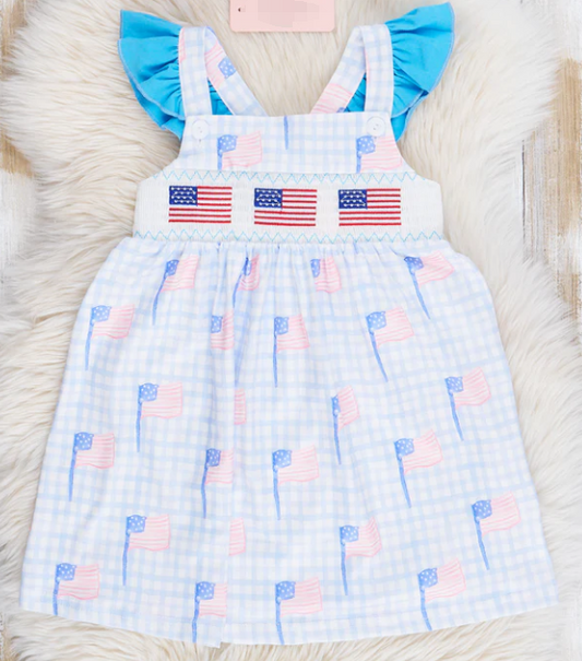 Baby Girls  July 4th USA Flag Dress  Pre-order 3 MOQ