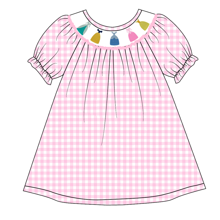 Baby Girls Princess Pink Gingham Dress Preorder  3 MOQ