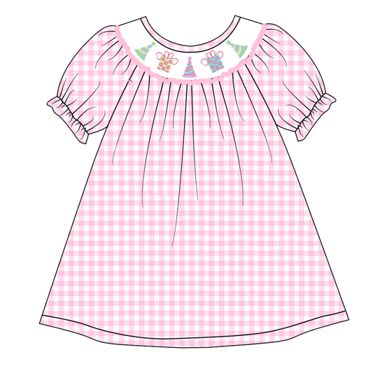 Baby Girls Birthday Pink Gingham Dress Preorder  3 MOQ