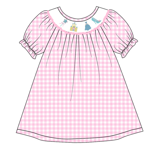 Baby Girls Castle Pink Gingham Dress Preorder  3 MOQ