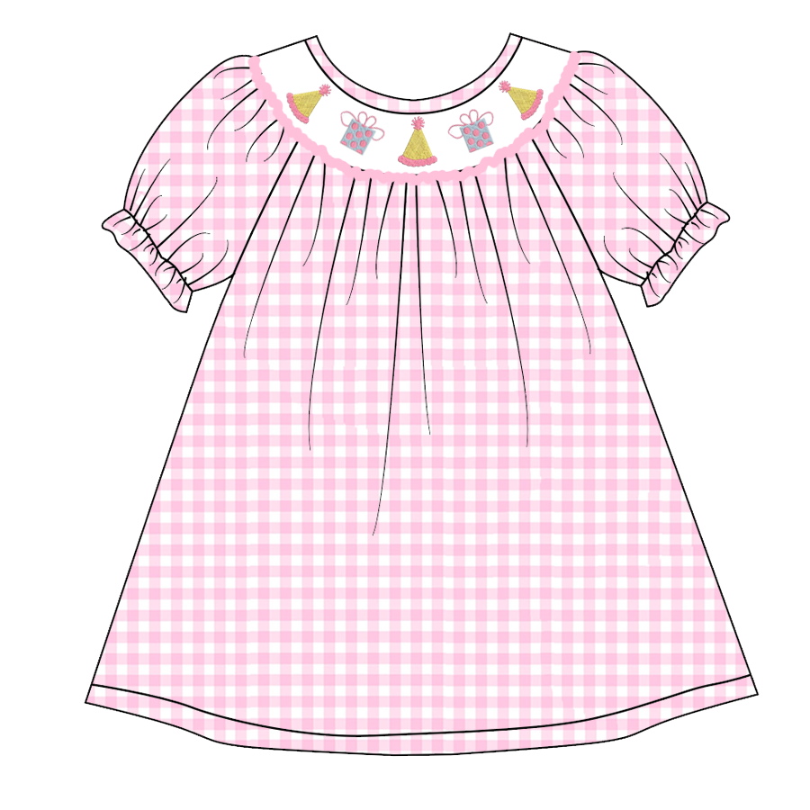 Baby Girls Birthday Pink Gingham Dress Preorder  3 MOQ