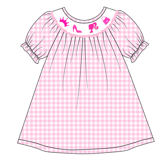 Baby Girls   Pink Gingham Dress Preorder  3 MOQ