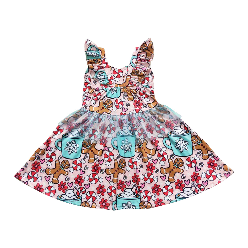 GSD0473 Christmas Kids Girls Office Gingersna Dress With Tulle