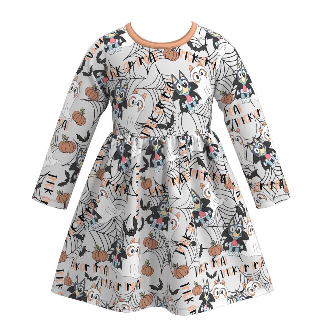 Baby Girls Halloween Cartoon Dog Long Sleeve Dress Preorder 3 MOQ