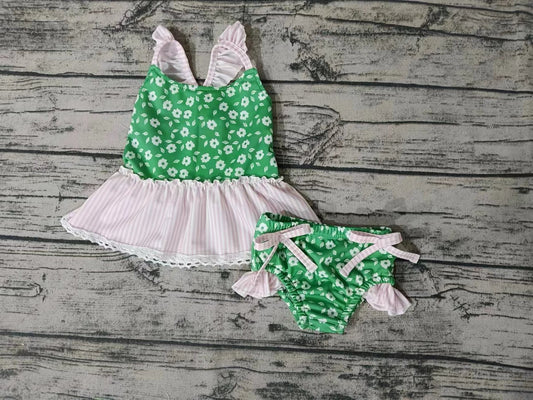 Baby Girls  Green Color Swimming Suit Two-piece  (MOQ 5 ) Pre order