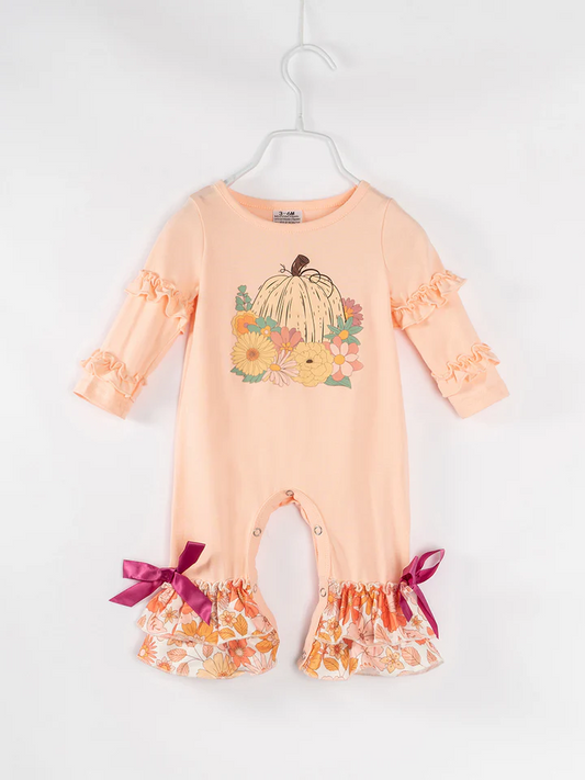 Baby Girls  Pumpkin Long Sleeve Romper Preorder 3 MOQ