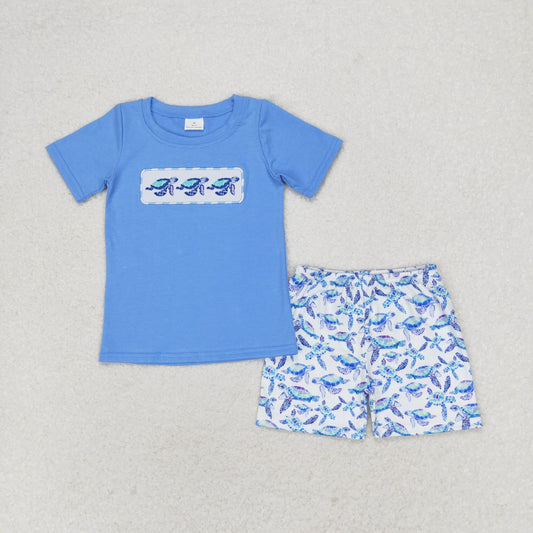 Summer Baby Boys Sea Turtle Shorts Outfit