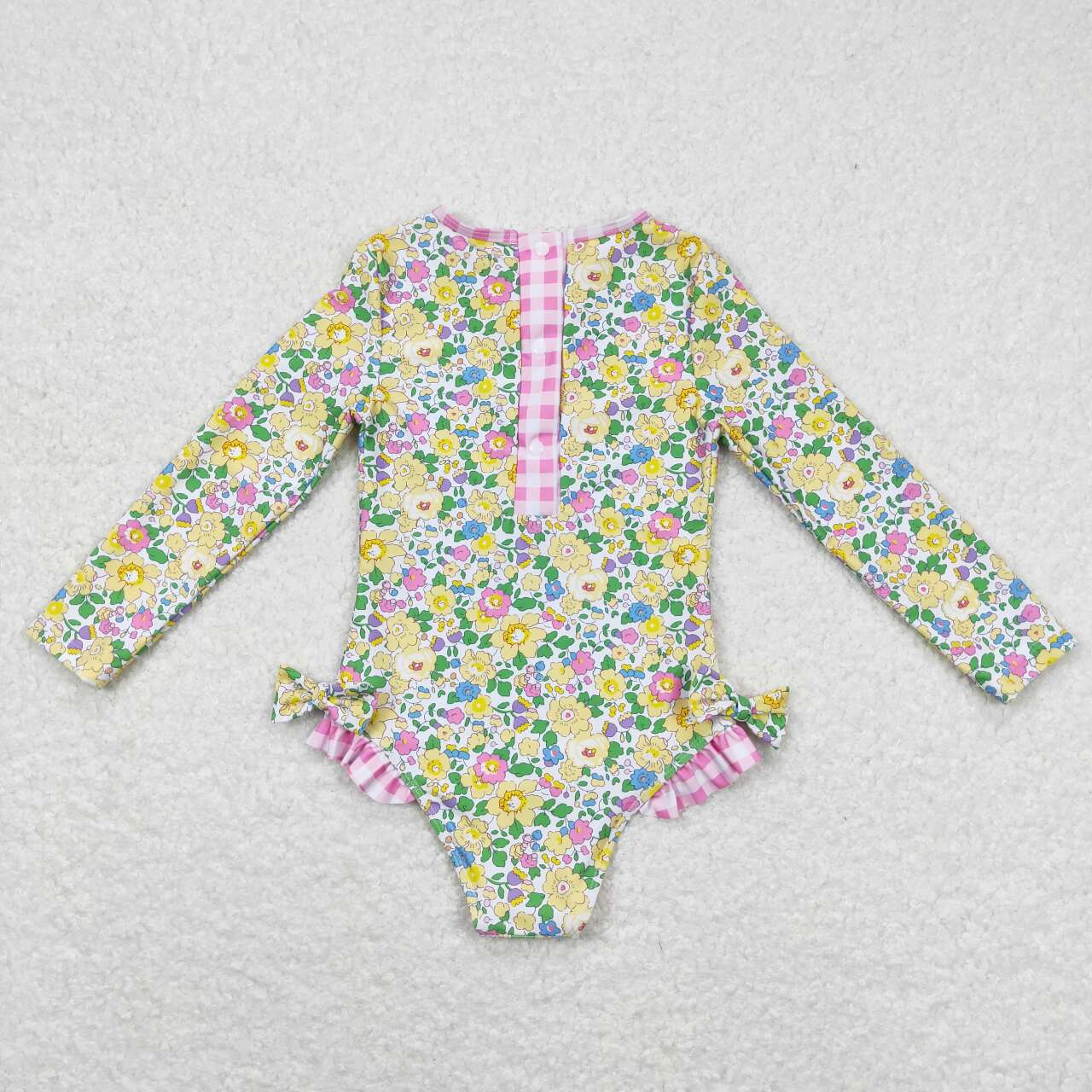 S0191 Baby Girls Floral Long Sleeve One-piece Swimsuit