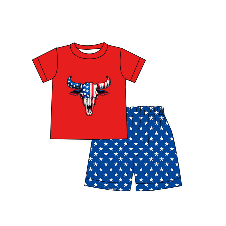 (5MOQ) Baby Boys July 4th Steer's Skull Outfit Pre-order