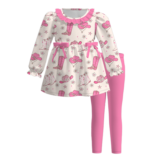 Baby Girls Western Tunic Top Hot Pink Pants Outfit Preorder 3 MOQ