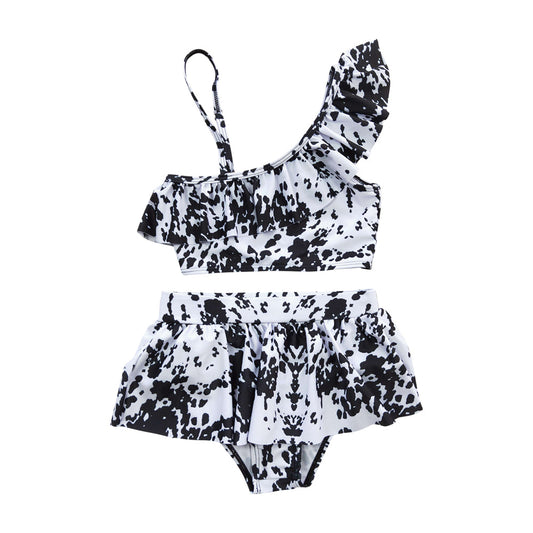 S0123 Summer Girls Cow Print Swimsuit Two Pieces