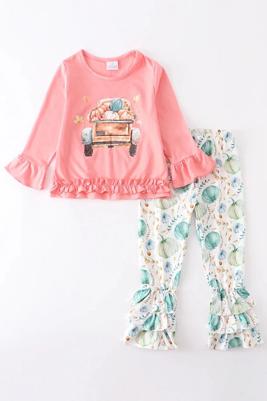 Baby Girls Pumpkin Truck Pants Set Preorder 3 MOQ