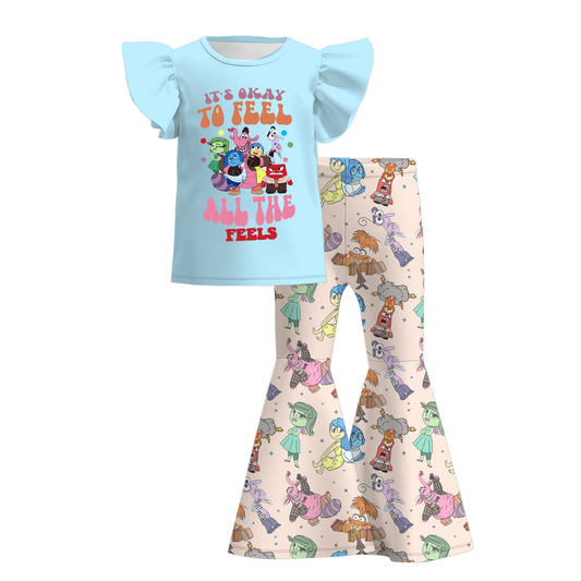 Baby Girls Cartoon   Bell Bottom Pants Set Preorder 3 MOQ