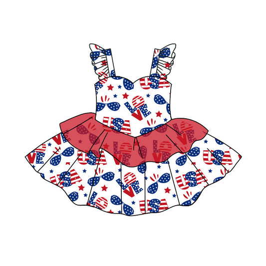 Baby Girls July 4th Love USA Dress (MOQ 5 ) Pre order