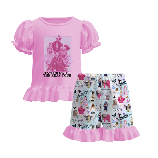 Baby Girls Pink Singer Tour Top Shirt Shorts Summer Clothes Sets Preorder 3 MOQ