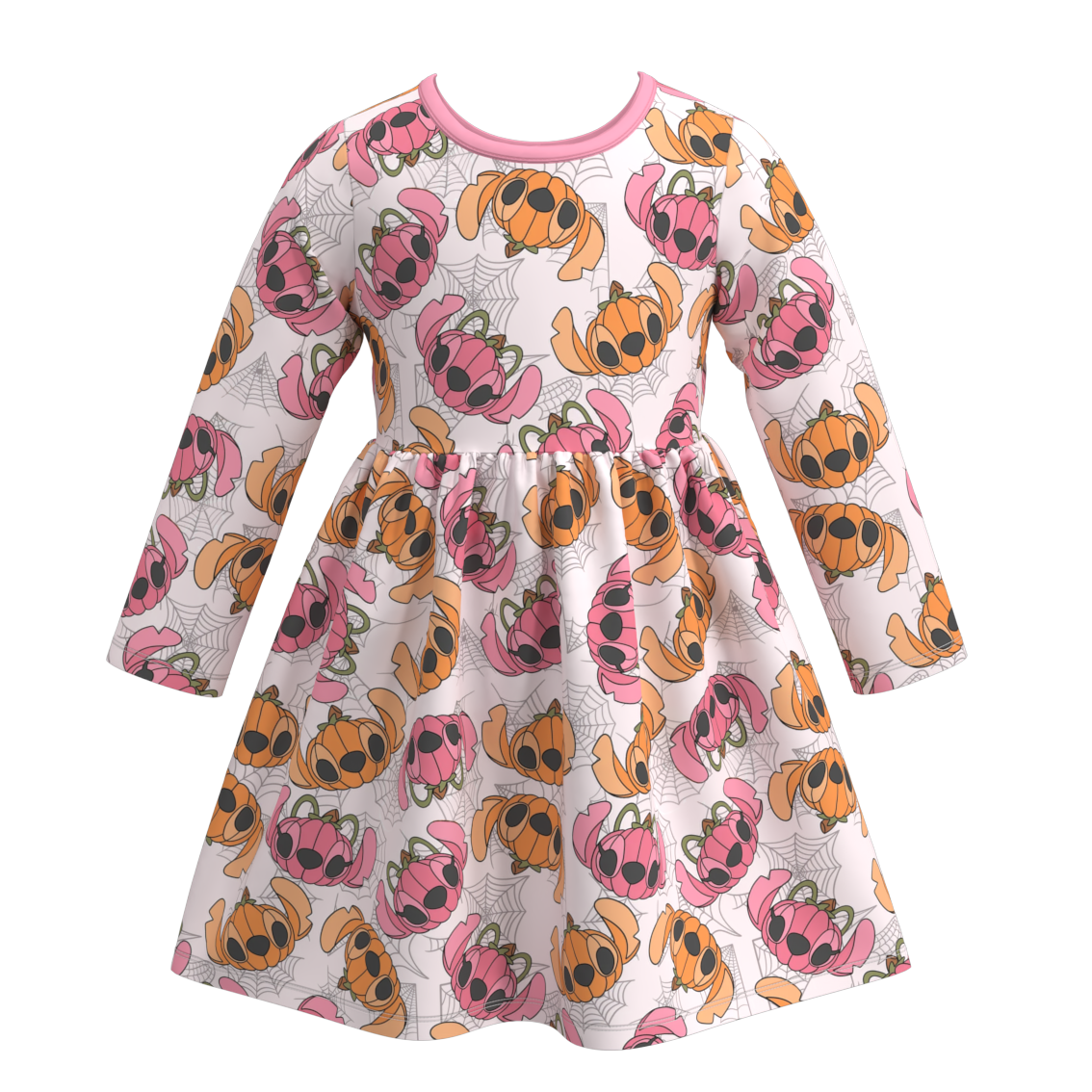 Baby Girls Halloween Cartoon Pumpkin Long Sleeve Dress Preorder 3 MOQ