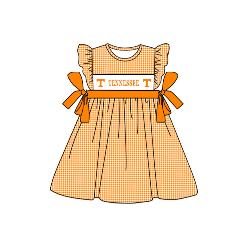 (5MOQ) Baby Girls Footall Team Orange Summer Dress Pre-order