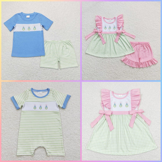 Baby Easter Embroidery Bunny Eggs Sibling Clothing Outfit Dress Romper