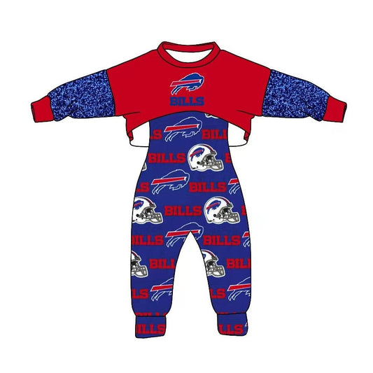 Preorder  Bills Football Team Girls Top and Jumpsuit Outfit 3 MOQ