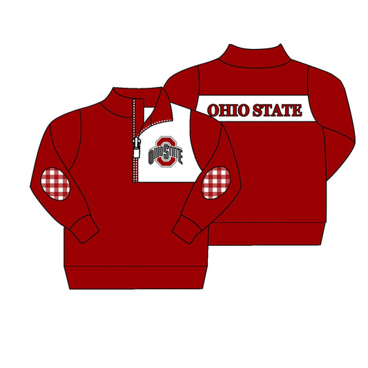 3 MOQ  Kids Ohio State football team red pullover top